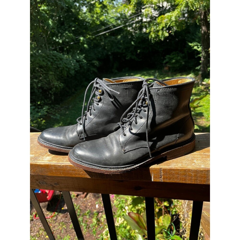 Women’s Frye Boots Lace Up Combat Military black leather Boots 7 B Ankle Bootie - Picture 4 of 10
